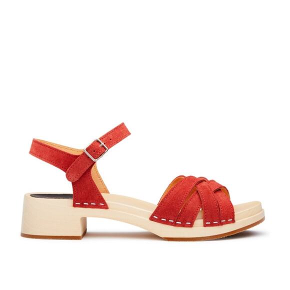 Swedish Hasbeens New Braided Sandal Clog in Rost Suede - Picture 3 of 3